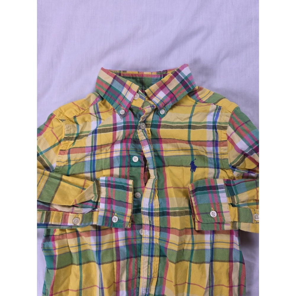 Ralph Lauren Shirt Boys 8 Multicolor Plaid Long Sleeve Button Up Casual Spring